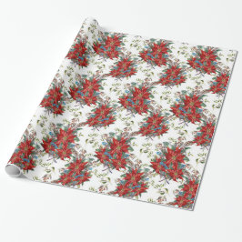 Festive Rich Red Poinsettia flower Wrapping Paper Cadeaupapier