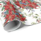 Festive Rich Red Poinsettia flower Wrapping Paper Cadeaupapier (Rol Hoek)