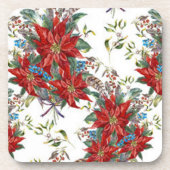 Festive Rich Red Poinsettia Onderzetter (Voorkant)