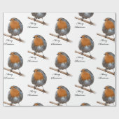 Festive Robin bird Cadeaupapier (Vlak)