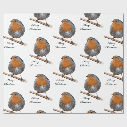 Festive Robin bird Cadeaupapier (Vlak)