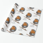 Festive Robin bird Cadeaupapier (Uitgerold)
