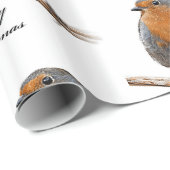 Festive Robin bird Cadeaupapier (Rol Hoek)
