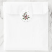 Festive Robin Kerstmis Floral Return Address Ronde Sticker (Tas)