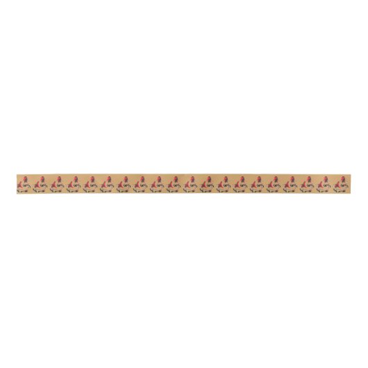 Festive Robins Bird Pattern Satijnen Lint (Voorkant)