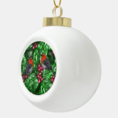Festive Robins Lovebird Pair Keramische Bal Ornament (Rechts)