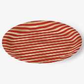 Festive rode en gouden diagonale strepen papieren bordje (Gekanteld)