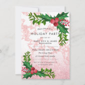 Festive Roos Gold Marble Glitter Holiday Party Kaart (Voorkant)