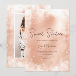 Festive roos Gold white snow elegant chic suikerzo Kaart