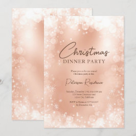 Festive roos gouden sneeuw elegant kerstmis kaart