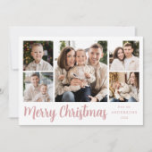 Festive Roos Script 5 Photo Collage Feestdagenkaart (Voorkant)