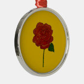 Festive Rose Hand Painting  Metalen Ornament (Rechts)