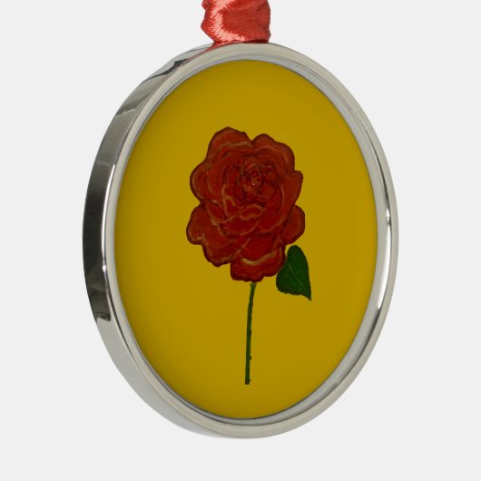 Festive Rose Hand Painting  Metalen Ornament (Rechts)