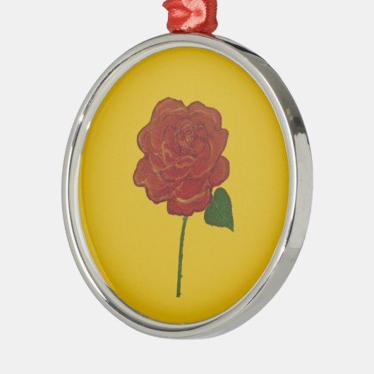 Festive Rose Hand Painting Metalen Ornament (Links)