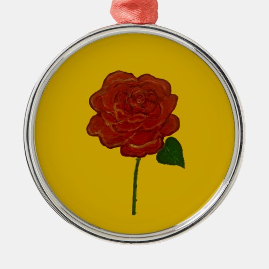 Festive Rose Hand Painting Metalen Ornament (Voorkant)