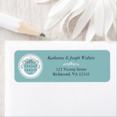 Festive Royal Botanical Robin's Egg Blue Address Etiket (Insitu)