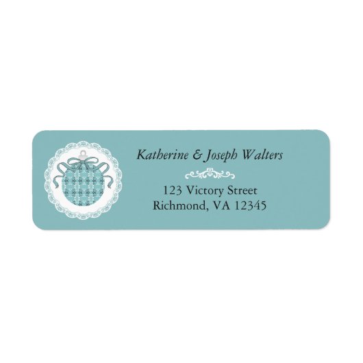 Festive Royal Botanical Robin's Egg Blue Address Etiket (Voorkant)
