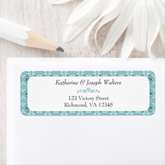 Festive Royal Botanical Robin's Egg Blue Address Etiket (Insitu)