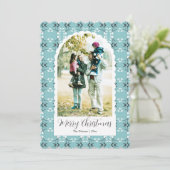 Festive Royal Botanical Robin's Egg Blue Feestdagenkaart (Staand voorkant)