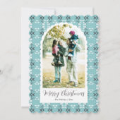 Festive Royal Botanical Robin's Egg Blue Feestdagenkaart (Voorkant)