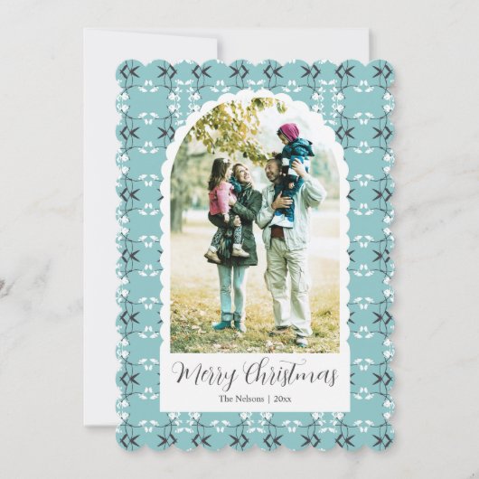 Festive Royal Botanical Robin's Egg Blue Feestdagenkaart (Voorkant)