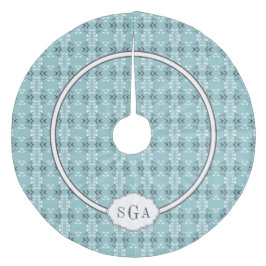 Festive Royal Botanical Robin's Egg Blue Monogram Fleece Kerstboom Rok