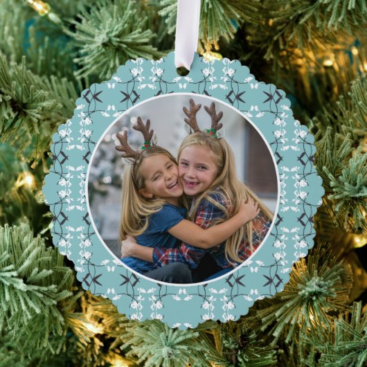 Festive Royal Botanical Robin's Egg Blue Ornament Kaart (Insitu (Drie))