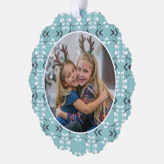 Festive Royal Botanical Robin's Egg Blue Ornament Kaart (Links)