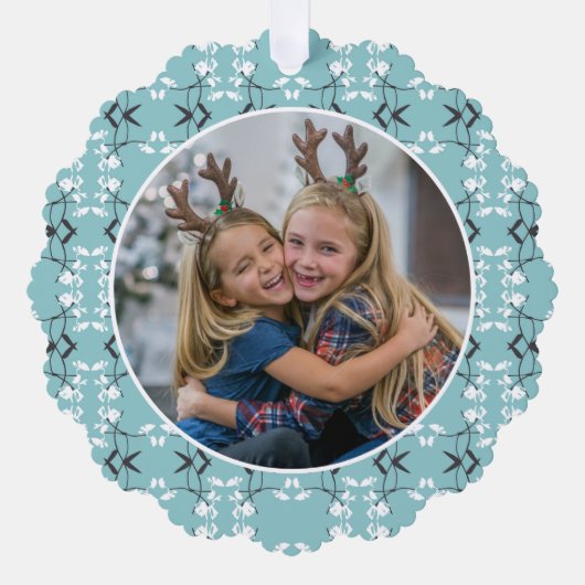 Festive Royal Botanical Robin's Egg Blue Ornament Kaart (Voorkant)