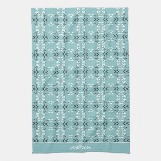 Festive Royal Botanical Robin's Egg Blue Theedoek (Verticaal)