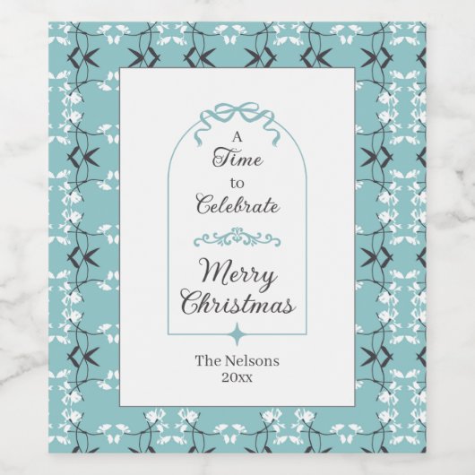 Festive Royal Botanical Robin's Egg Blue Wijn Etiket (Enkel label)