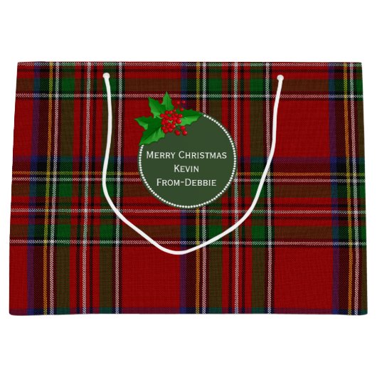 Festive Royal Stewart Large Custom Gift Bag Groot Cadeauzakje (Voorkant)