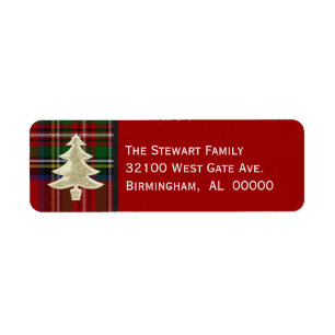 Festive Royal Stewart Pset-kerstlabels Etiket