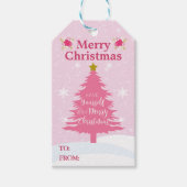 Festive Roze kerstboom Cadeaulabel (Voorkant)