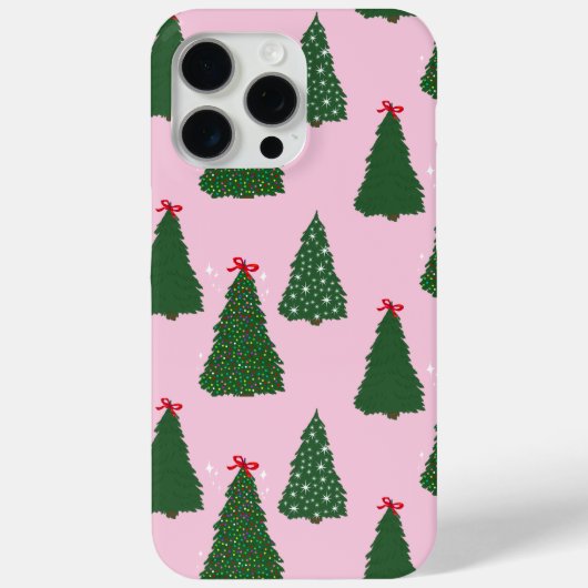 Festive roze kerstboompatroon Case-Mate iPhone case (Achterkant)