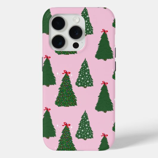 Festive roze kerstboompatroon Case-Mate iPhone case (Achterkant)