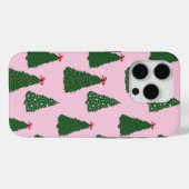 Festive roze kerstboompatroon Case-Mate iPhone case (Achterkant (horizontaal))