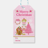 Festive Roze kerstrecker Cadeaulabel (Voorkant)