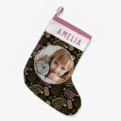Festive Roze One line Shaptern Foto Kleine Kerstsok (Voorkant (Hangend))