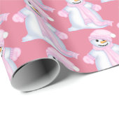 Festive roze snowman met kerstfeest cadeaupapier (Rol Hoek)