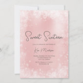 Festive roze witte sneeuwelegant, zoet 16 kaart (Voorkant)