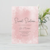 Festive roze witte sneeuwelegant, zoet 16 kaart (Staand voorkant)