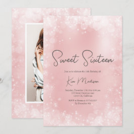 Festive roze witte sneeuwelegant, zoet 16 kaart