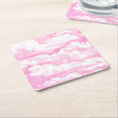 Festive roze wolken kartonnen onderzetters (Schuin)