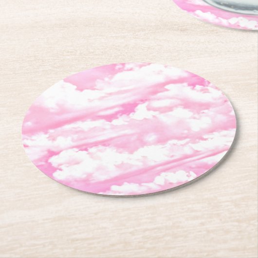 Festive roze wolken ronde kartonnen onderzetter (Gebogen)