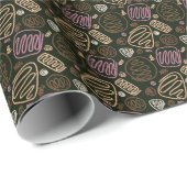 Festive roze zwarte one line-Feestdagen voor kunst Cadeaupapier (Rol Hoek)