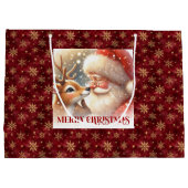 Festive Rudolph and Santa Kids Christmas Gift Bag  Groot Cadeauzakje (Achterkant)