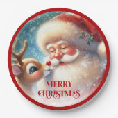Festive Rudolph Red Nose Funny Christmas Plates Papieren Bordje (Voorkant)
