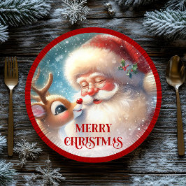 Festive Rudolph Red Nose Funny Christmas Plates Papieren Bordje