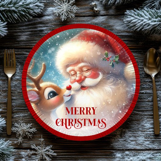 Festive Rudolph Red Nose Funny Christmas Plates Papieren Bordje